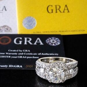 1.2 CT GRA Cert Moissanite Engagement Ring Brilliant Halo Split Shank Sterling 8